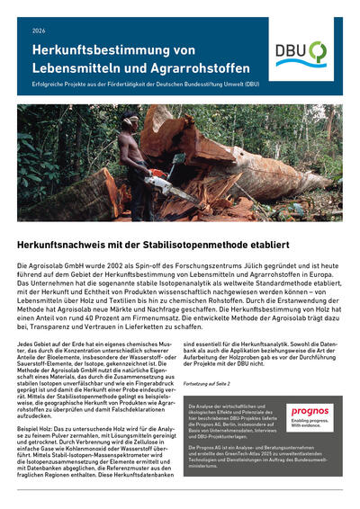 Herkunftsbestimmung von Lebensmitteln und Agrarrohstoffen