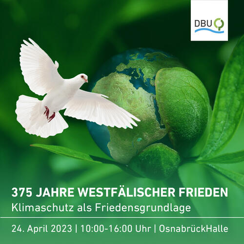 Die DBU beteiligt sich an dem Jubiläumsprogramm mit der Veranstaltung „Klimaschutz als Friedensgrundlage“ am 24. April von 10:00 bis 16:00 Uhr in der OsnabrückHalle.  