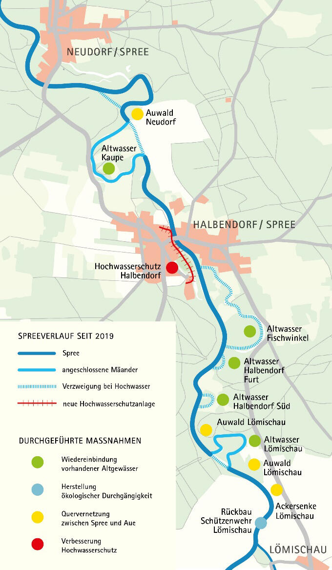 Karte Redynamisierung der Spree © Sächsisches Staatsministerium für Energie, Klimaschutz, Umwelt und Landwirtschaft