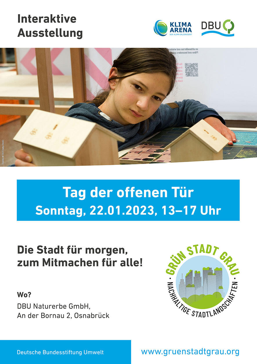 Unter dem Motto „Die Stadt für morgen zum Mitmachen für alle!“ lädt die DBU-Ausstellung „Grün Stadt Grau“ zum Tag der offenen Tür. © Deutsche Bundesstiftung Umwelt