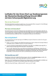 Leitfaden für das Green Start-up Programm der Deutschen Bundesstiftung Umwelt (DBU)